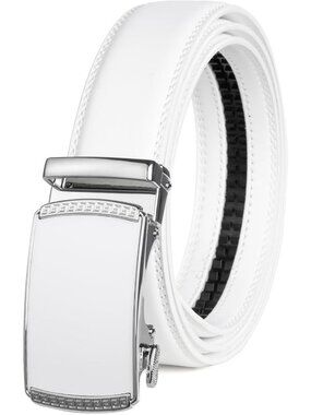 Men's Black/Brown Leather Ratchet Belt - 1 3/8” Micro Adjustable Casual Dress